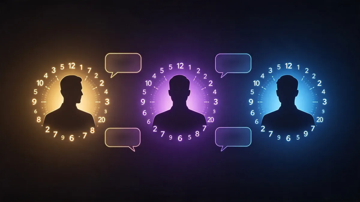 Three silhouettes with digital glows comparing AI apps