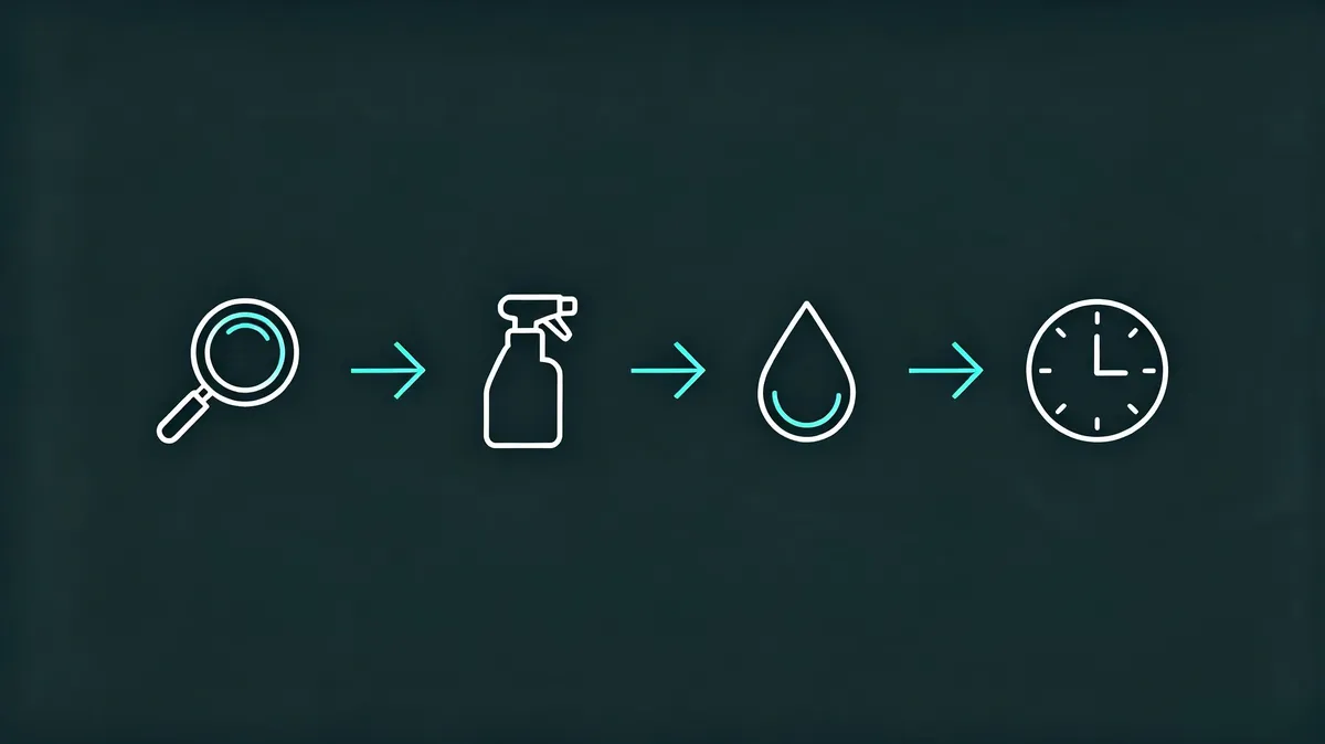 Four-step cleaning process — inspect, clean, rinse, dry