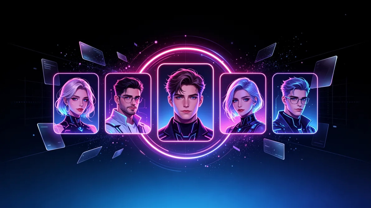 Dondi AI app interface with AI-generated character portraits