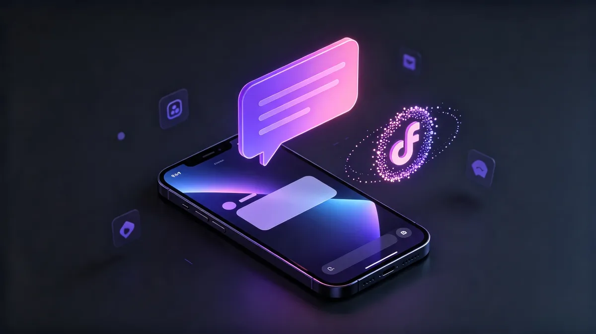 Smartphone showing a free AI chat interface with a speech bubble