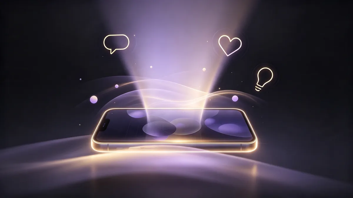 Relationship wellness app concept — AI coach on smartphone