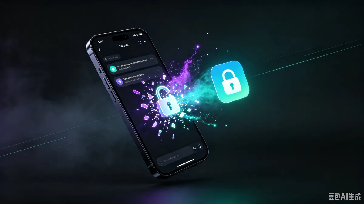 Chat interface with a broken padlock representing Replika's content filter