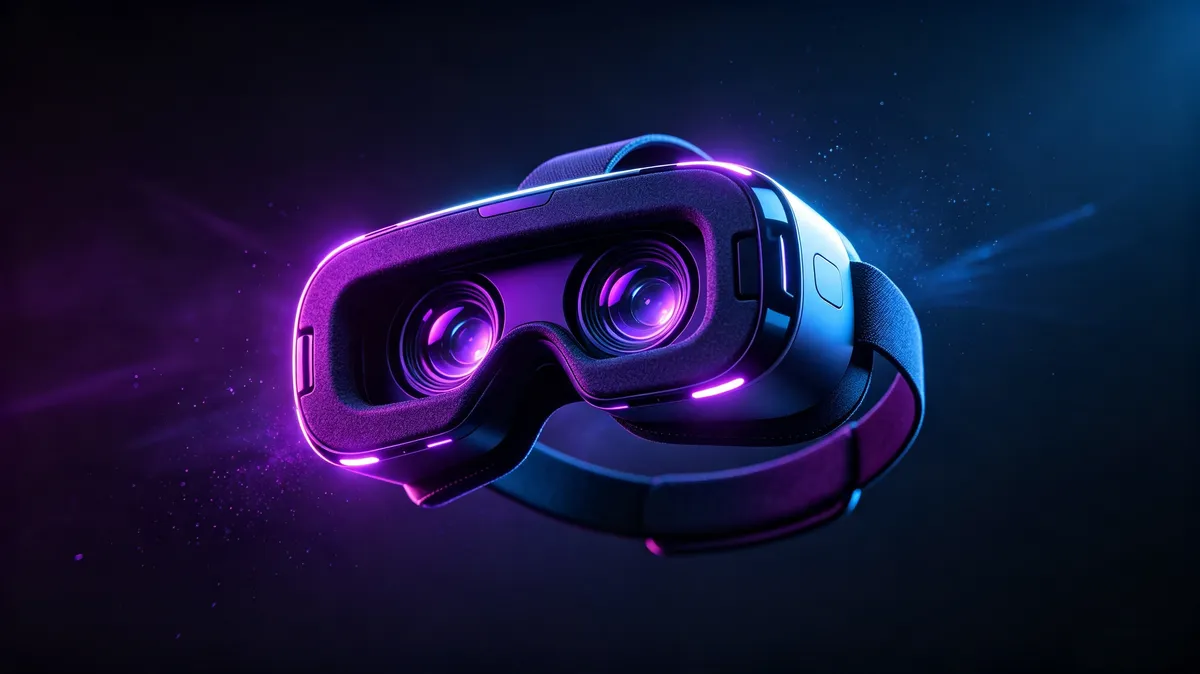 Futuristic VR headset with neon glow